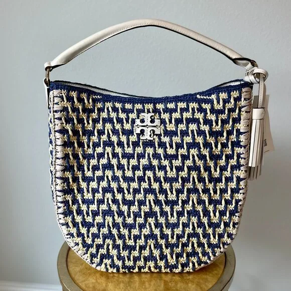 Tory Burch Thea Straw Bucket Shoulder Bag - Picture 1 of 15